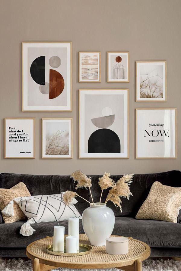 Artavessa 8 Parça Ahşap Çerçeve Görünümlü Mdf Tablo Seti - Image 1