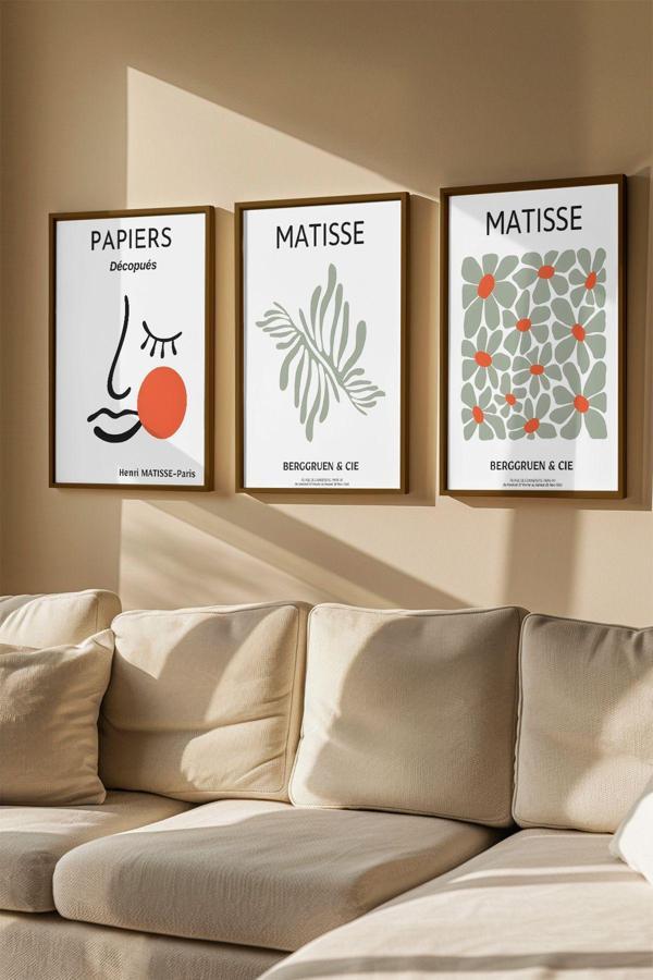 Artavessa 3 Parça Gerçek Ahşap Renkli Çerçeveli Tablo Seti - Model 18 - Image 1