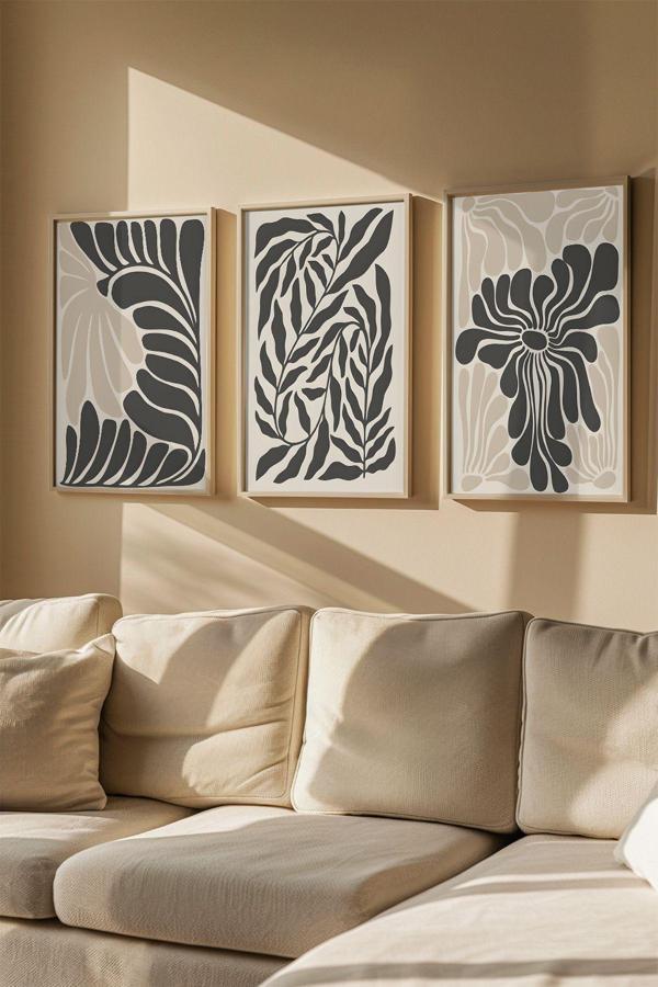 Artavessa 3 Parça Gerçek Ahşap Renkli Çerçeveli Tablo Seti - Model 32 - Image 1