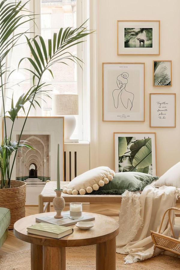 Artavessa 6 Parça Ahşap Çerçeve Görünümlü Mdf Tablo Seti - Image 1