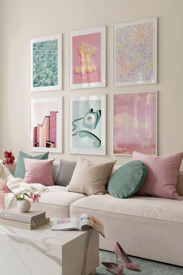 Artavessa 6 Parça Ahşap Çerçeve Görünümlü Mdf Tablo Seti - Image 1