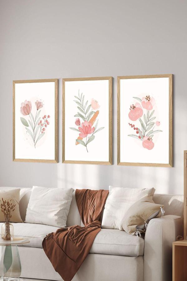 Artavessa 3 Parça Ahşap Çerçeve Görünümlü Mdf Poster Tablo Seti - Set 100 - Image 1
