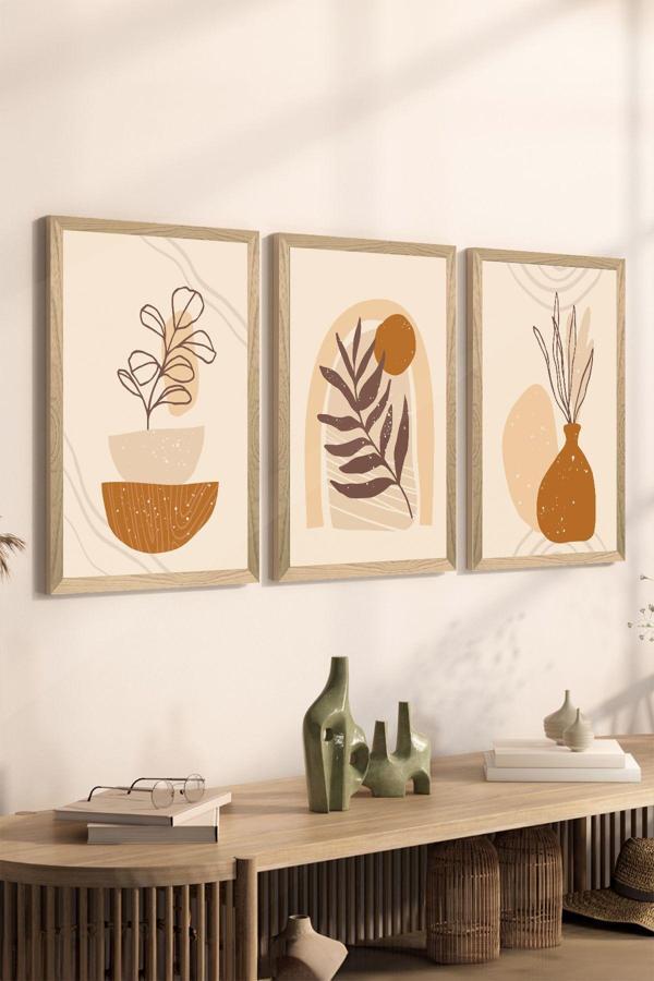 Artavessa 3 Parça Ahşap Çerçeve Görünümlü Mdf Poster Tablo Seti - Set 101 - Image 1