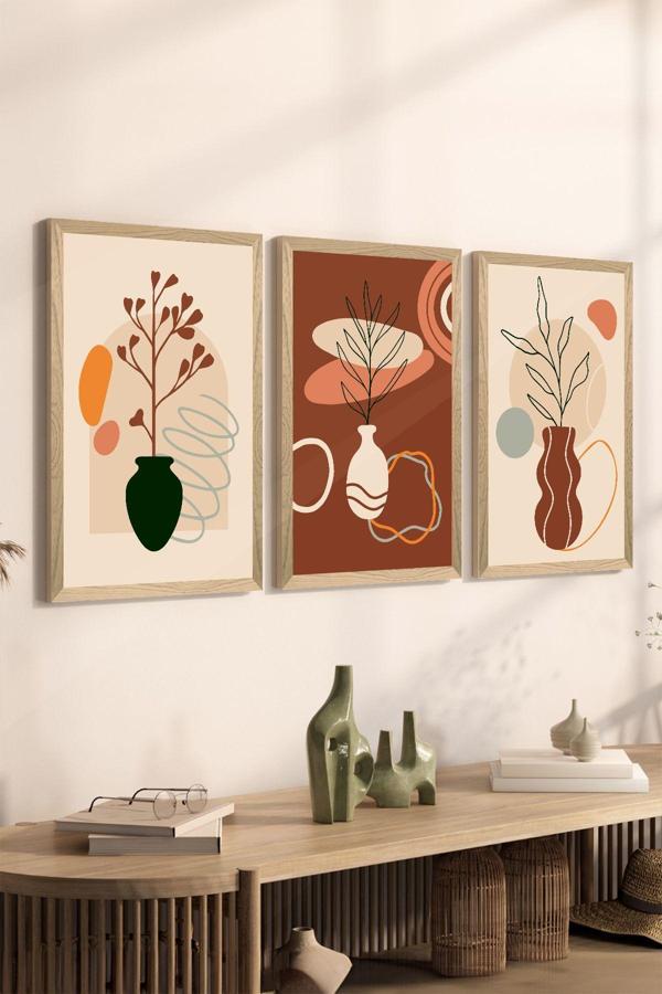 Artavessa 3 Parça Ahşap Çerçeve Görünümlü Mdf Poster Tablo Seti - Set 105 - Image 1