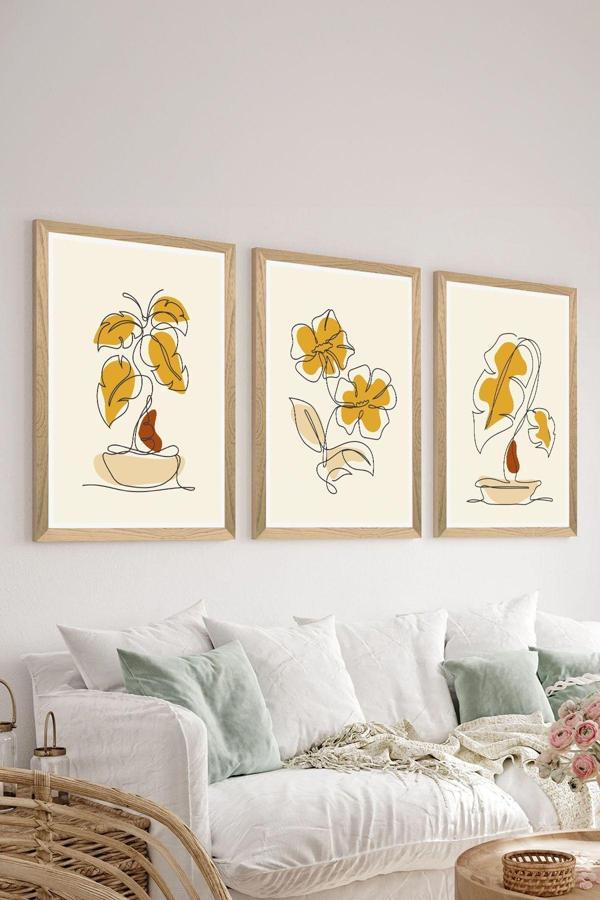 Artavessa 3 Parça Ahşap Çerçeve Görünümlü Mdf Poster Tablo Seti - Set 107 - Image 1