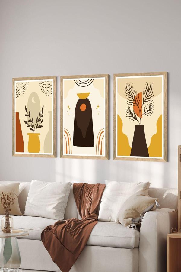 Artavessa 3 Parça Ahşap Çerçeve Görünümlü Mdf Poster Tablo Seti - Set 108 - Image 1