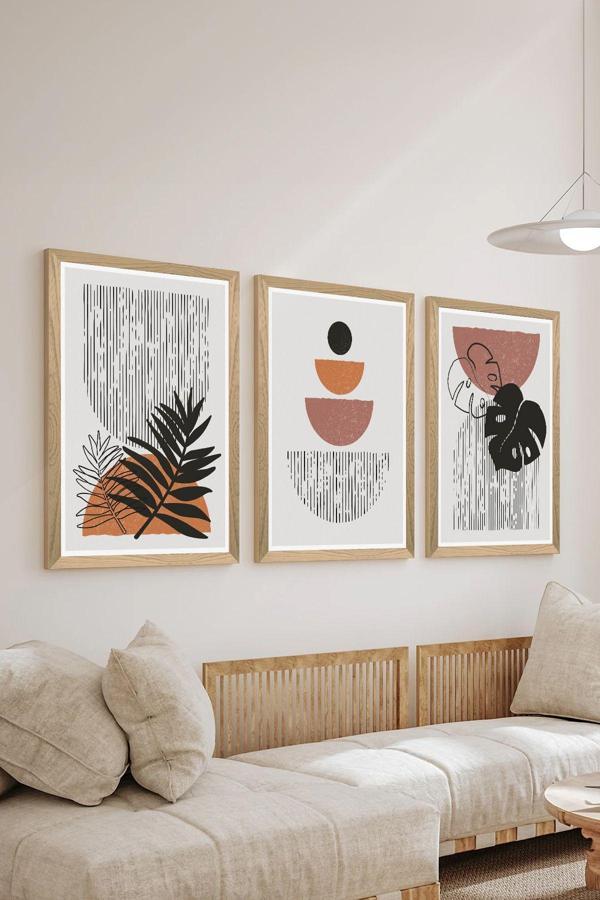 Artavessa 3 Parça Ahşap Çerçeve Görünümlü Mdf Poster Tablo Seti - Set 114 - Image 1