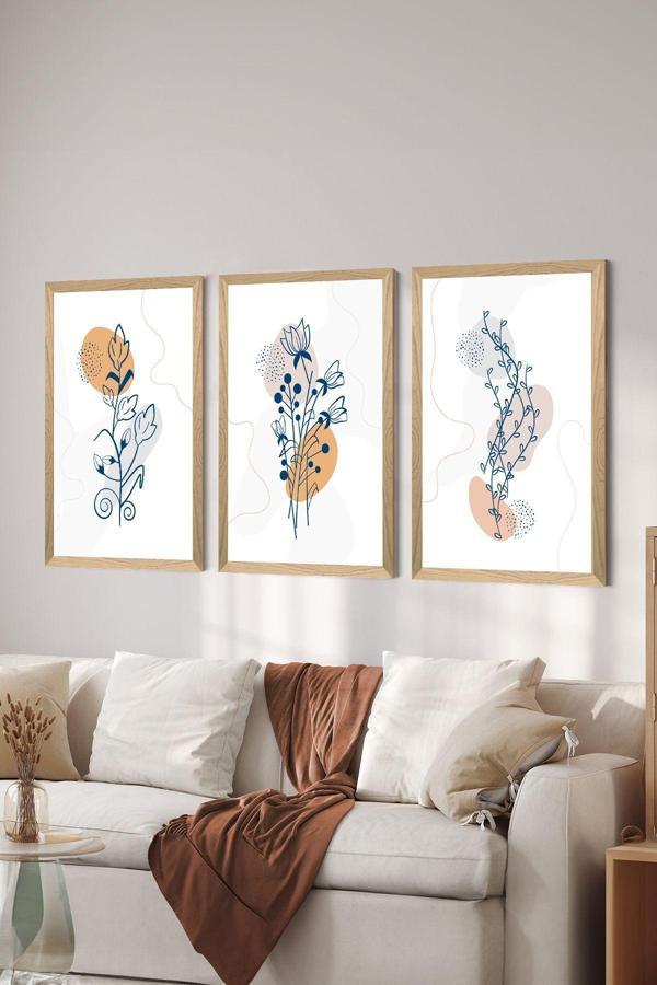 Artavessa 3 Parça Ahşap Çerçeve Görünümlü Mdf Poster Tablo Seti - Set 119 - Image 1