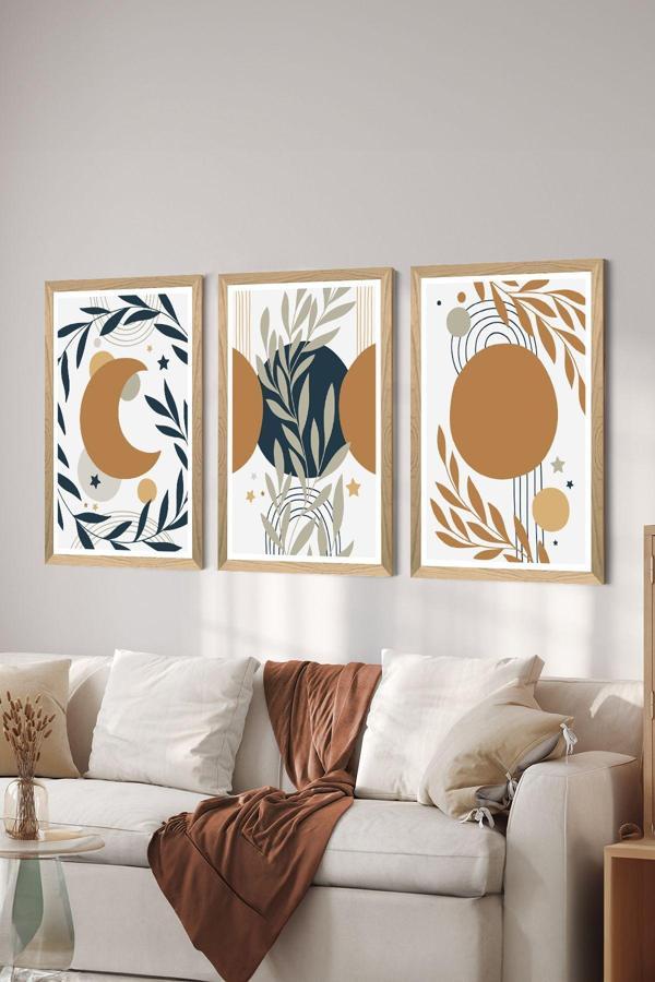 Artavessa 3 Parça Ahşap Çerçeve Görünümlü Mdf Poster Tablo Seti - Set 127 - Image 1