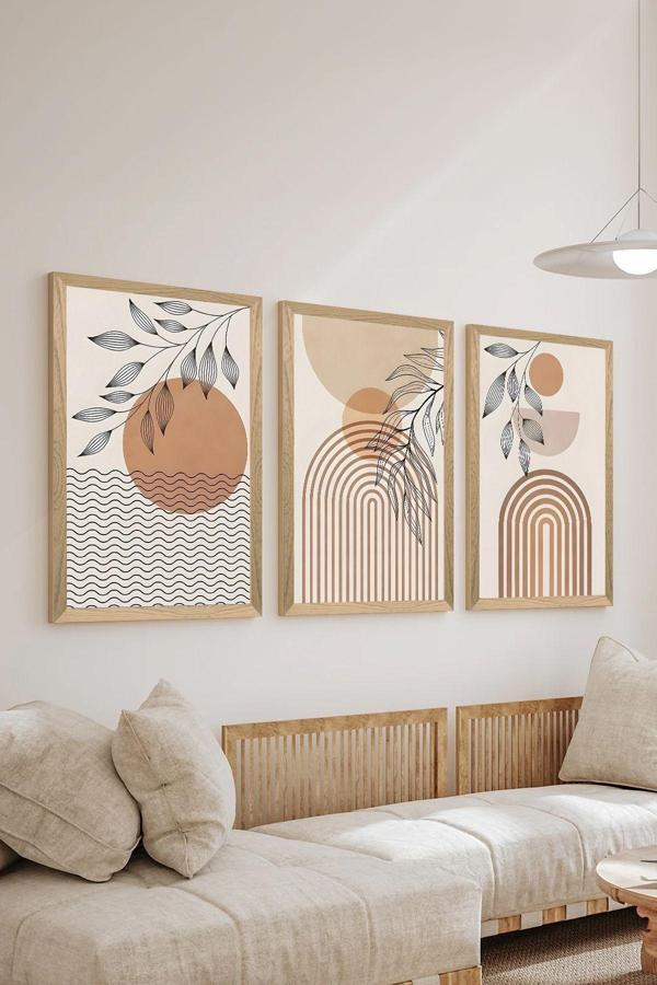 Artavessa 3 Parça Ahşap Çerçeve Görünümlü Mdf Poster Tablo Seti - Set 129 - Image 1