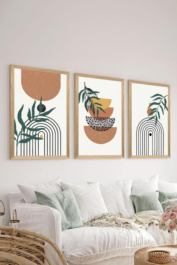 Artavessa 3 Parça Ahşap Çerçeve Görünümlü Mdf Poster Tablo Seti - Set 130 - Image 1