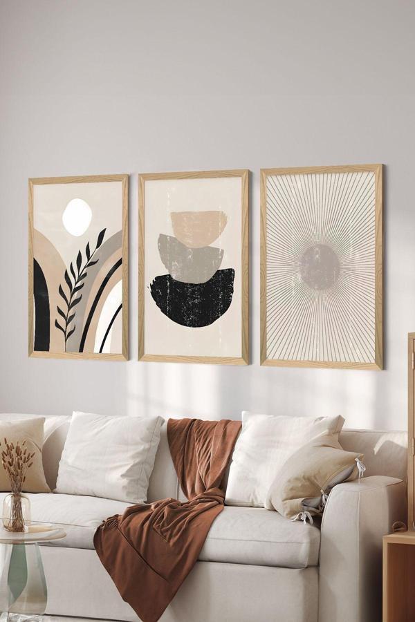 Artavessa 3 Parça Ahşap Çerçeve Görünümlü Mdf Poster Tablo Seti - Set 131 - Image 1