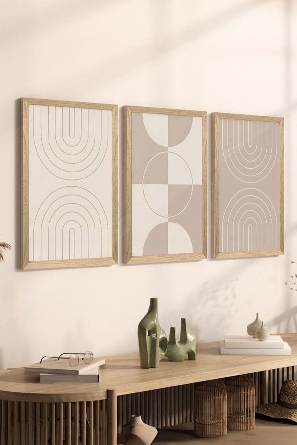 Artavessa 3 Parça Ahşap Çerçeve Görünümlü Mdf Poster Tablo Seti - Set 22 - Image 1