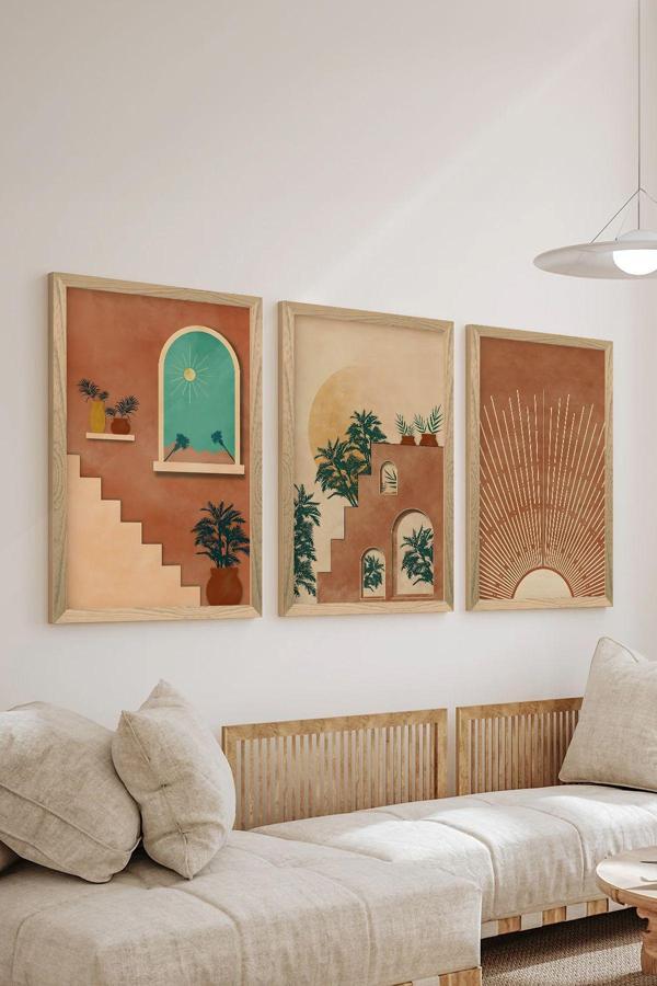 Artavessa 3 Parça Ahşap Çerçeve Görünümlü Mdf Poster Tablo Seti - Set 27 - Image 1