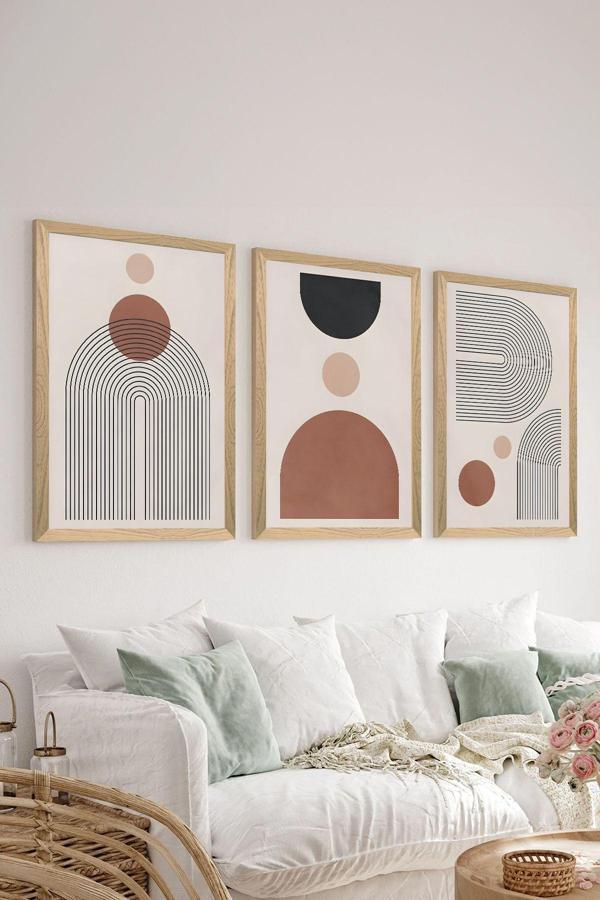 Artavessa 3 Parça Ahşap Çerçeve Görünümlü Mdf Poster Tablo Seti - Set 48 - Image 1
