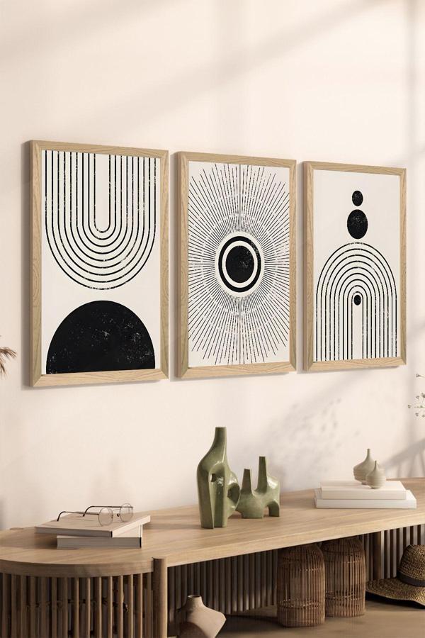 Artavessa 3 Parça Ahşap Çerçeve Görünümlü Mdf Poster Tablo Seti - Set 6 - Image 1