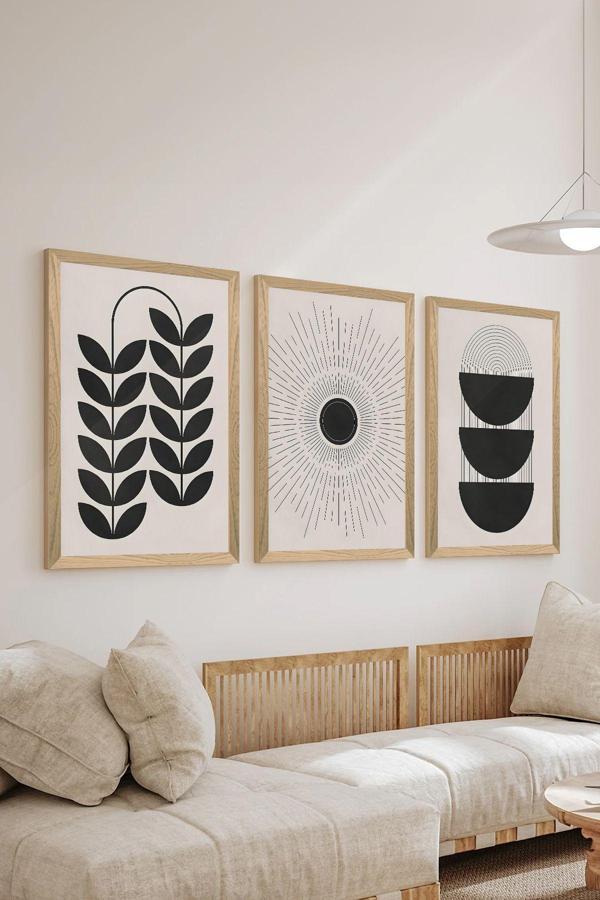 Artavessa 3 Parça Ahşap Çerçeve Görünümlü Mdf Poster Tablo Seti - Set 63 - Image 1