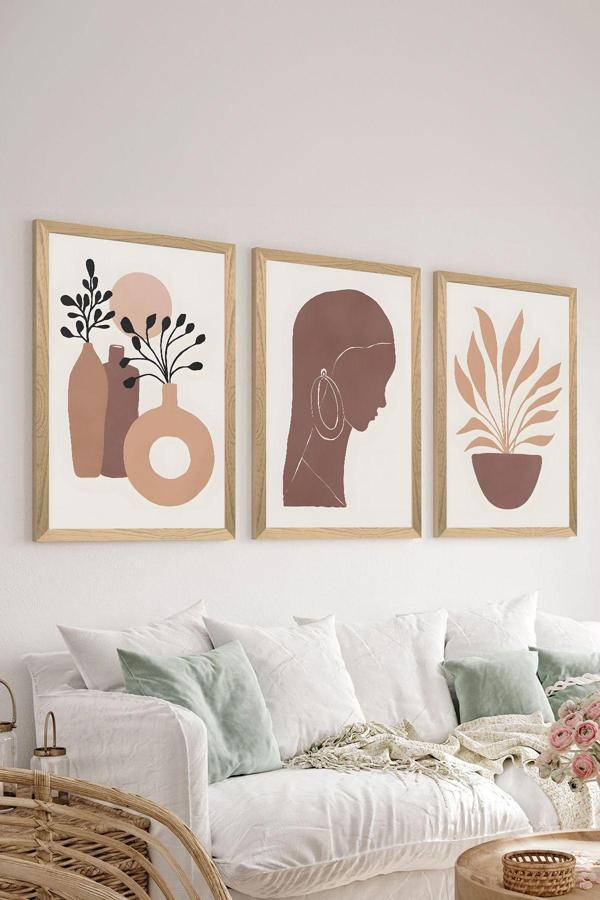 Artavessa 3 Parça Ahşap Çerçeve Görünümlü Mdf Poster Tablo Seti - Set 64 - Image 1