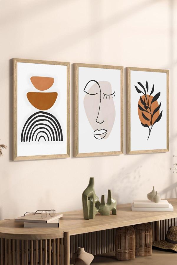 Artavessa 3 Parça Ahşap Çerçeve Görünümlü Mdf Poster Tablo Seti - Set 66 - Image 1
