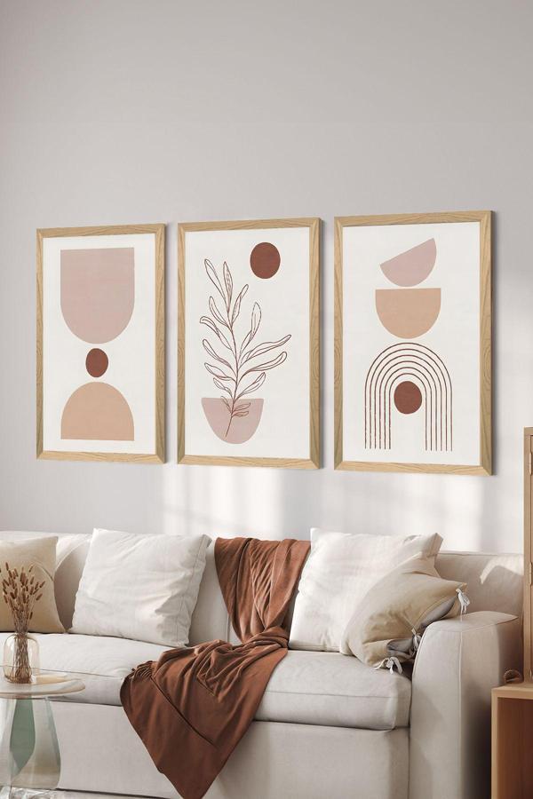 Artavessa 3 Parça Ahşap Çerçeve Görünümlü Mdf Poster Tablo Seti - Set 85 - Image 1