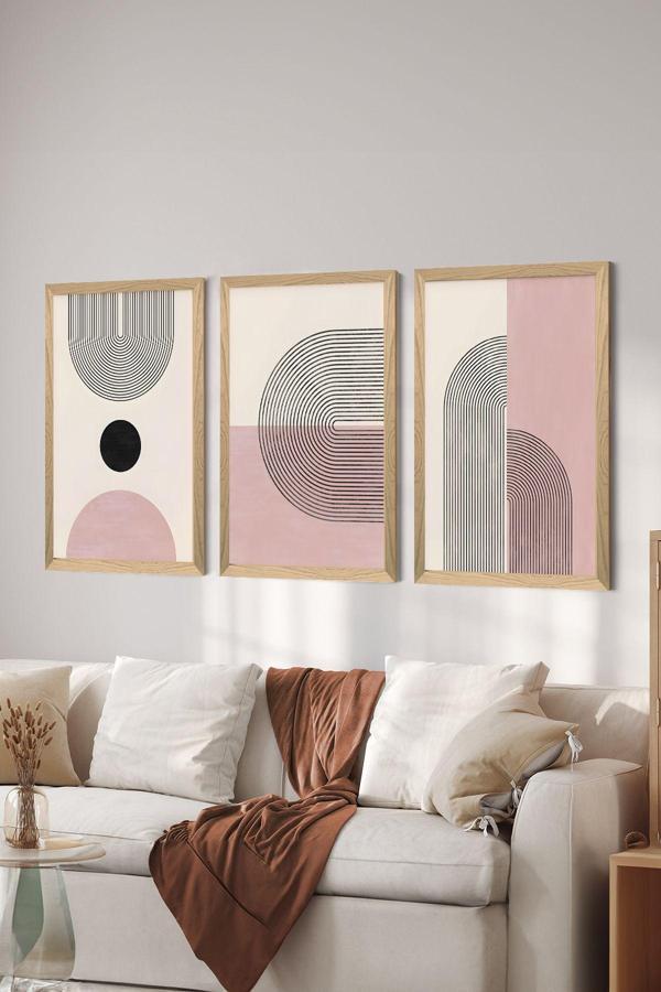 Artavessa 3 Parça Ahşap Çerçeve Görünümlü Mdf Poster Tablo Seti - Set 9 - Image 1