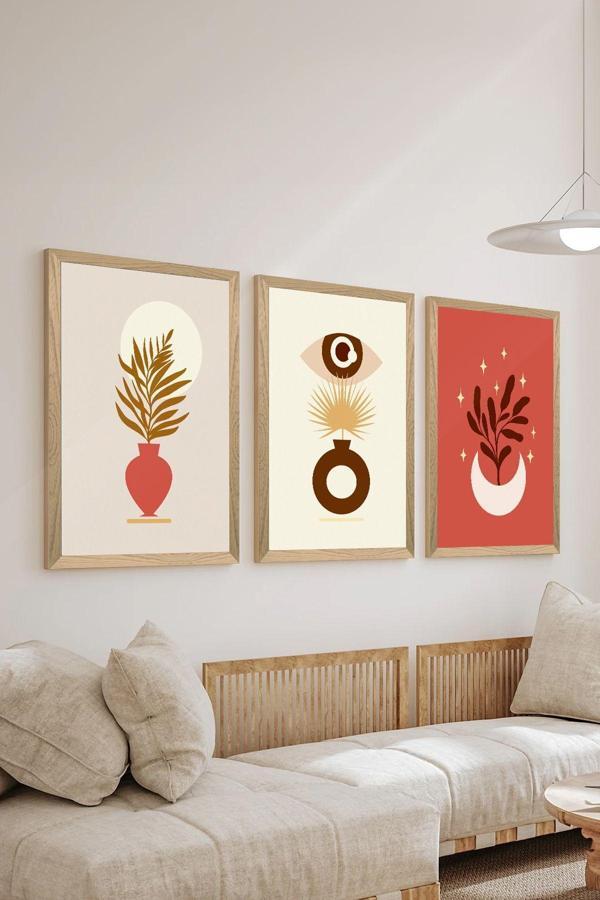 Artavessa 3 Parça Ahşap Çerçeve Görünümlü Mdf Poster Tablo Seti - Set 98 - Image 1