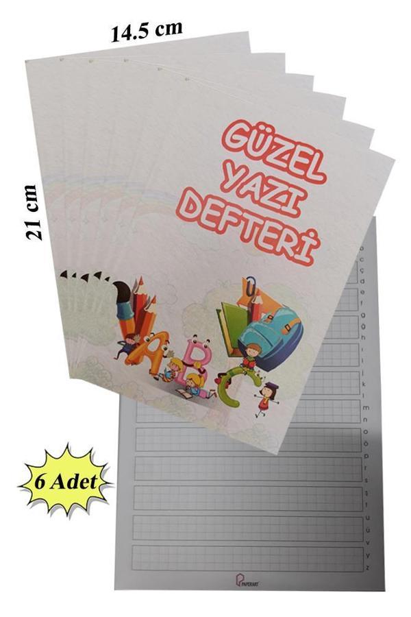 Güzel Yazı Defteri Küçük Boy 14,5x21 cm 24 Yaprak 6 Adet Klavuzlu Standart Çizgili Yazı Defteri Dik Temel Harfl 1. Sınıf - Image 1