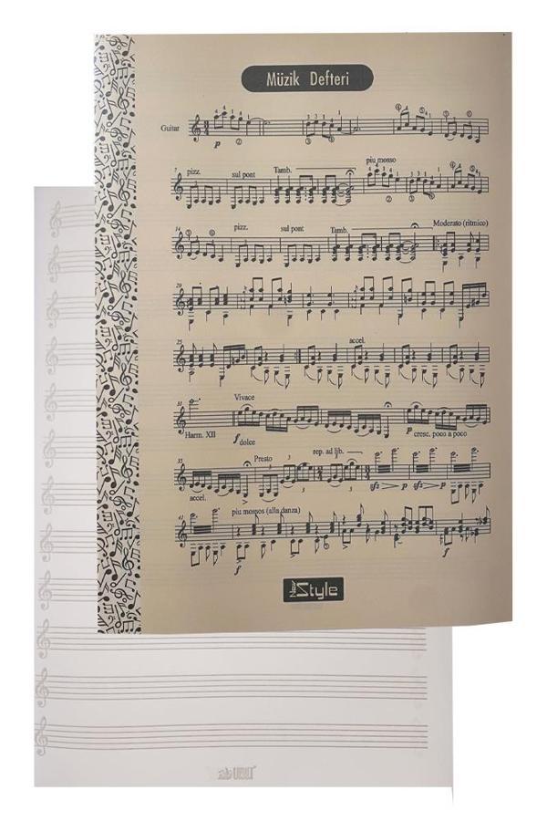Müzik Defteri A4 40 Yaprak Plastik Kapak 1 Adet Sol Anahtarlı PP Kapak Müzik Defteri 21x29.7 cm 12 Sütunlu - Image 1