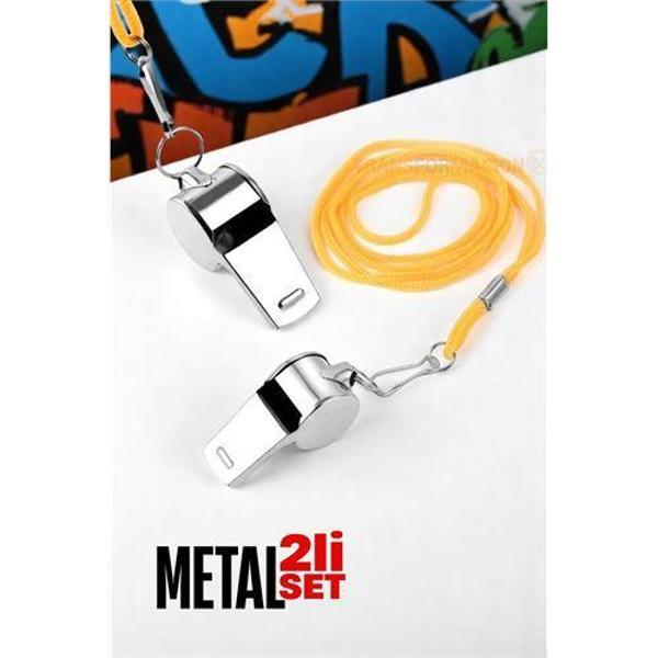 Metal Düdük - Spor Düdüğü - Hakem Düdüğü Metal Deprem Düdüğü 2 li SET - Image 1