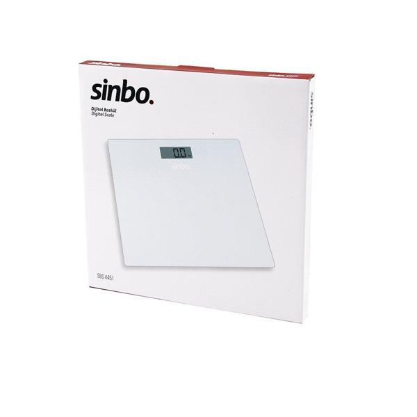 SİNBO SBS-4451 DİJİTAL - PİLLİ BEYAZ CAM BANYO BASKÜL TERAZİ TARTI LCD EKRAN 180KG/100GR 26X26CM (2818) - Image 1