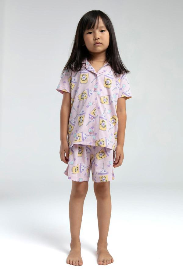 Toontoy Kız Çocuk Komple Baskılı Şortlu Pijama Takım - Image 1