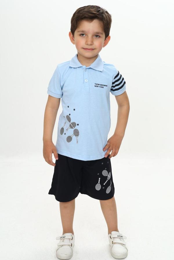 Toontoy Erkek Çocuk Polo Yaka Baskılı Şortlu Takım - Image 1