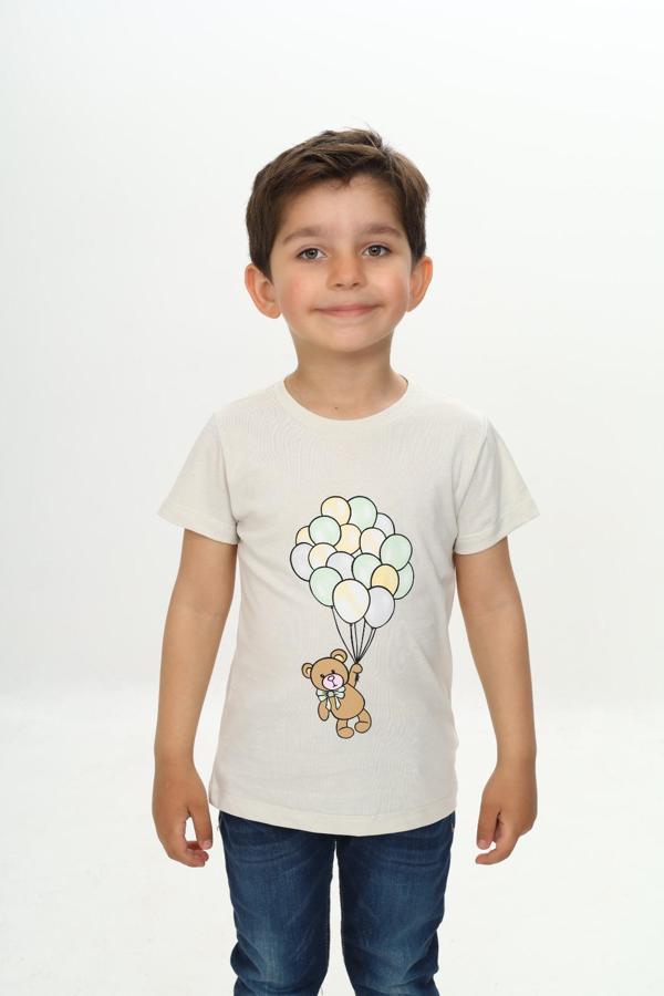 Toontoy Erkek Çocuk Balonlu Ayı Baskılı Tişört - Image 1