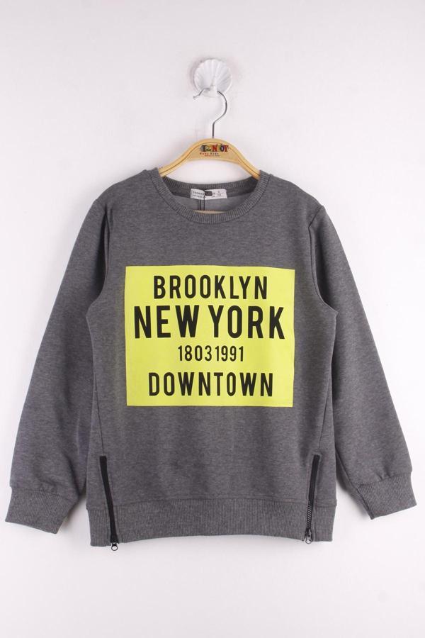 Toontoy Erkek Çocuk Brooklyn Baskılı Fermuar Detaylı Sweatshirt - Image 1