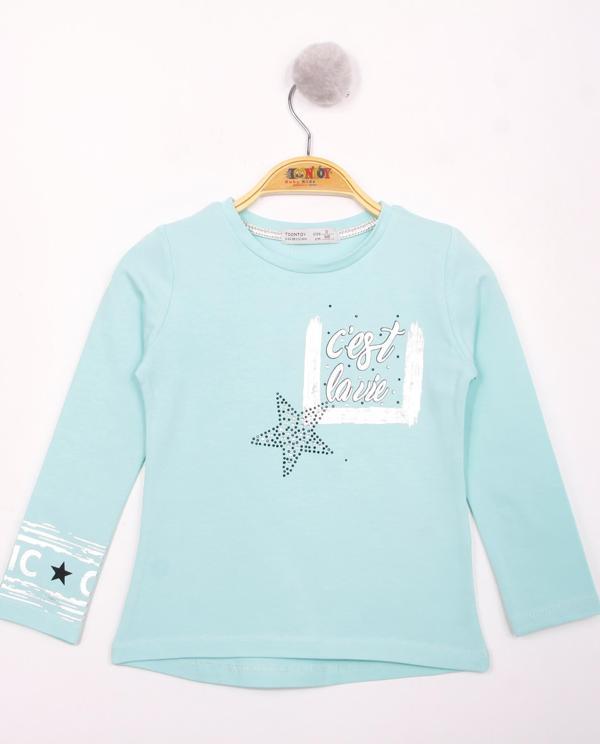 Toontoy Kız Çocuk Yıldızlı Chic Baskılı T-Shirt - Image 1