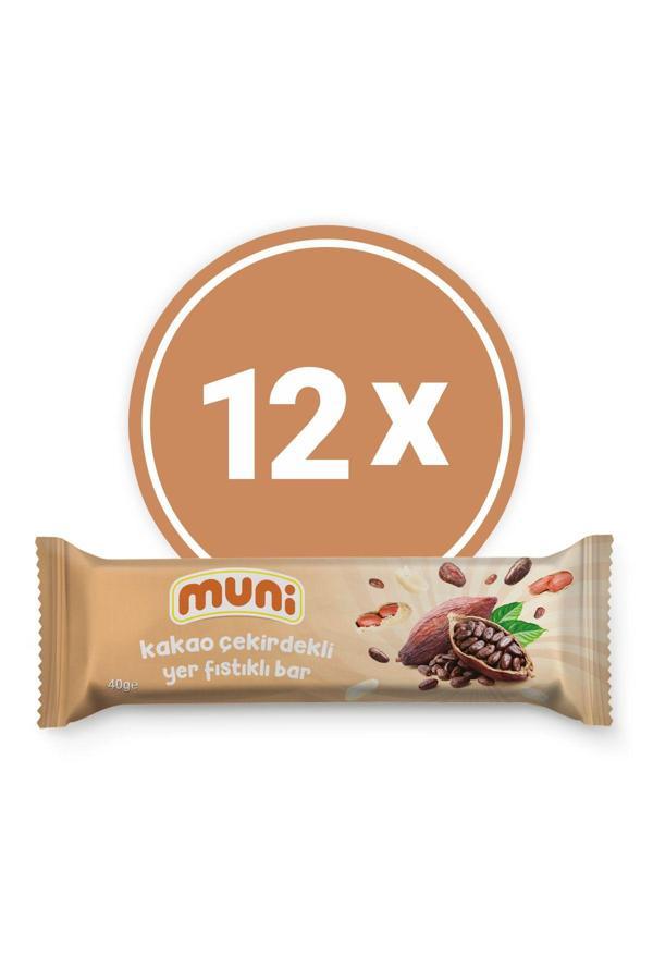 Muni Kakao Çekirdekli Yer Fıstığı Barı, 40 G X 12 Adet - Image 1