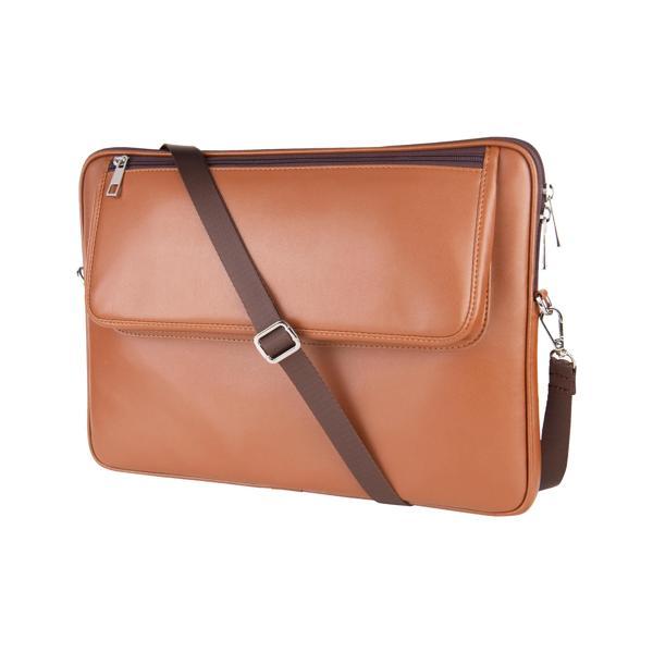 2K S.Deri Laptop Çantası,Tablet Çantası,14'' inç,Vegan,Omuz ve Valiz Askılı,Aksesuar ve Evrak Cepli,25.5*36*2 cm.,Taba - Image 1