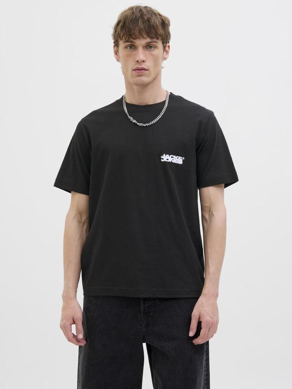 Jack&Jones JCOSAGO Erkek Kısa Kollu Tişört – Bisiklet Yaka, Slub Doku, Logolu Modern Tasarım  - Image 1