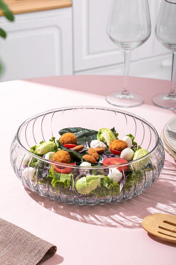 Porsima Ryg7045 El Yapımı Büyük Boy Cam Salata Kasesi Şeffaf - Image 1