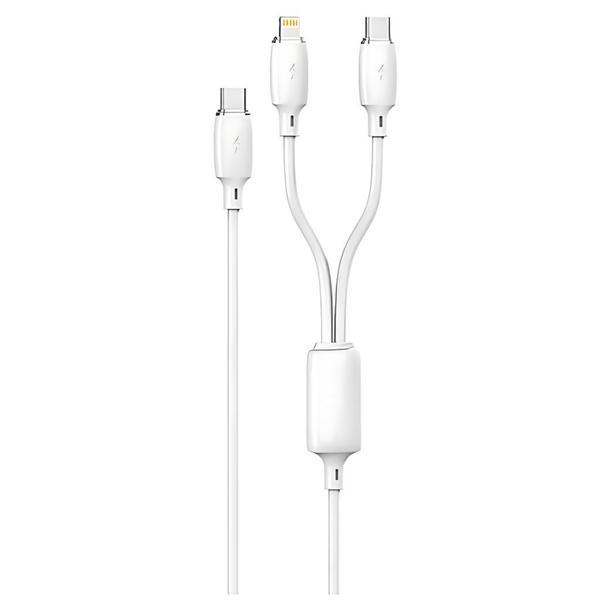 Gritty 60W+30W PD 3in1 Type-C to Type+Lightning 1.2 m Şarj Kablosu Beyaz (GL-COMB02) - Image 1