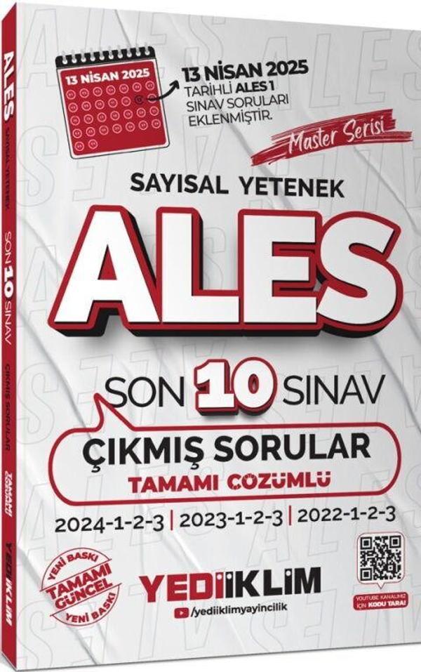 Yediiklim Yayınları ALES Master Serisi Sayısal Yetenek Tamamı Çözümlü Son 10 Sınav Çıkmış Sorular - Yediiklim Yayınları - Image 1