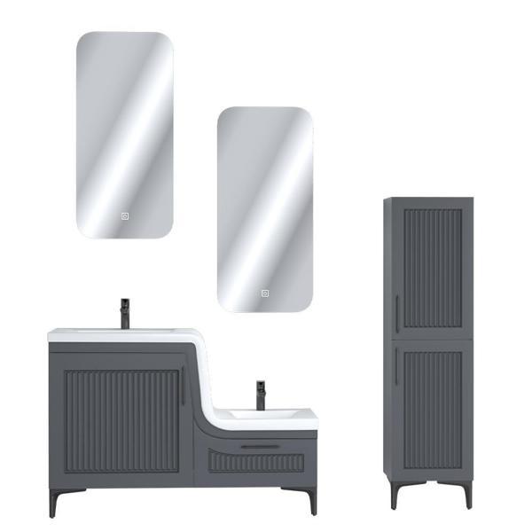 UBM Lotus Lake Kapaklı Boy Dolaplı MDF Banyo Dolabı 115 CM Antrasit - Image 1