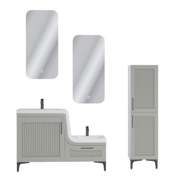 UBM Lotus Lake Kapaklı Boy Dolaplı MDF Banyo Dolabı 115 CM Çakıl Grisi - Image 1