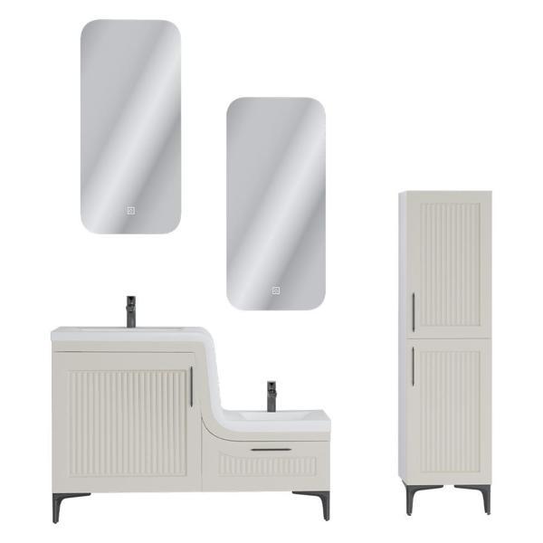 UBM Lotus Lake Kapaklı Boy Dolaplı MDF Banyo Dolabı 115 CM Krem - Image 1