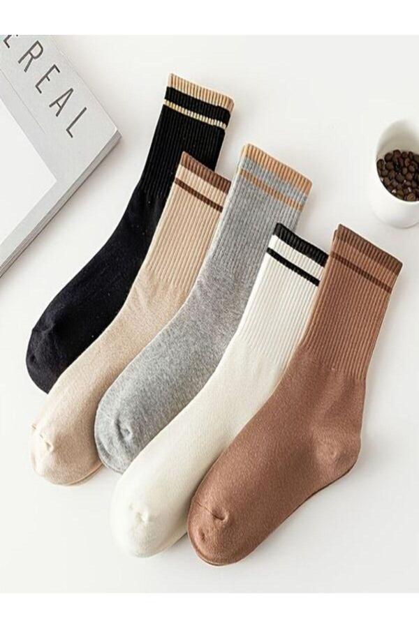 Sky Socks 5'Li Kışlık Kalın Tabanaltı Havlu Örgülü Tenis Çorap Set - Image 1