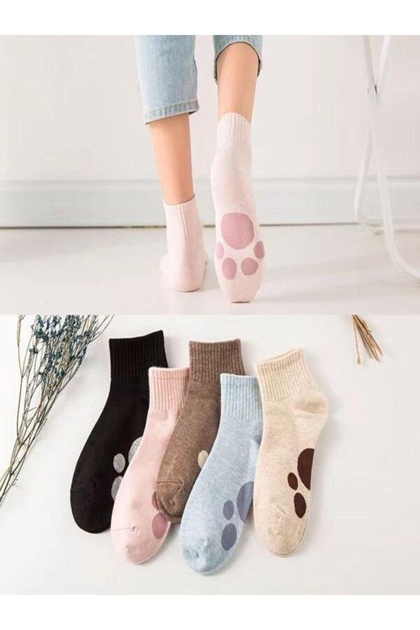 Sky Socks 5'Li Pati Desenli Renkli Ekonomik Paket Unisex Kısa Spor Sneakers Çorap - Image 1