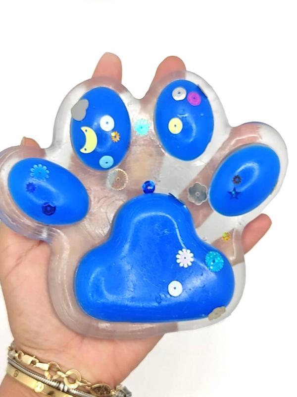 Dev Pati Squishy Taba Squishy Kedi Pati Sıkma 14 cm Pullu Pati Sukuşi - Şeffaf Mavi - Image 1