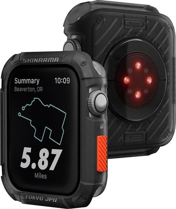 Skinarma Watch Akıllı Saat Gövde Koruyucu 7 45mm Kurono Buzlu Tasarım Sert PC Kasa Koruyucu Füme - Image 1