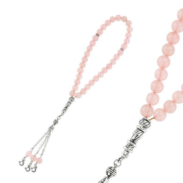 Doğaltaş Metal Püsküllü Pembe Kuvars Tesbih SL2341 - Image 1
