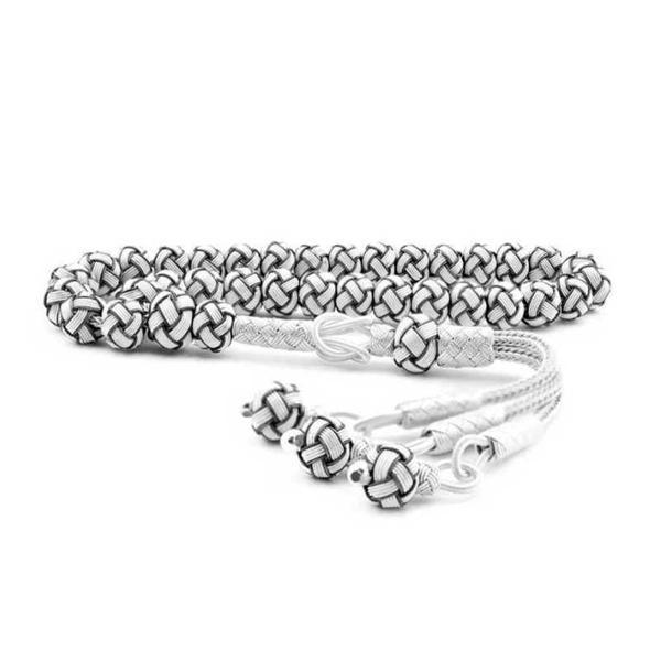 Gümüş Siyah Beyaz Trabzon Kazaziye Tesbih SL3078 - Image 1